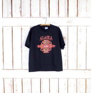 Black tribal print Alaska t shirt / black graphic print tee